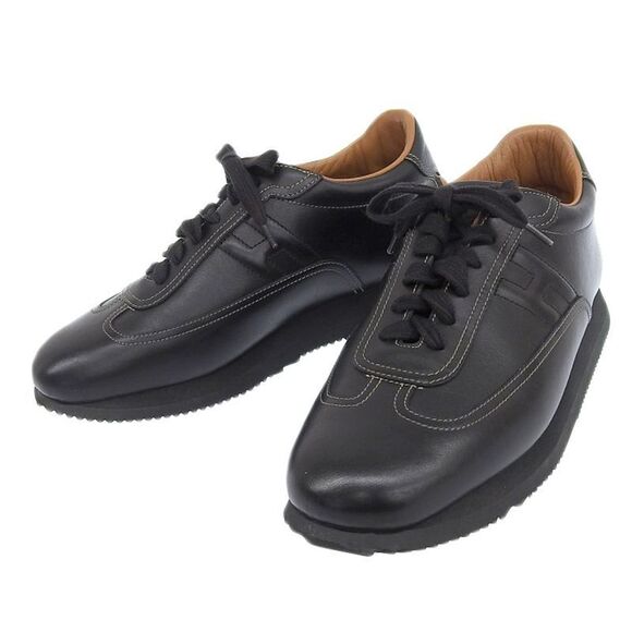 Hermes Current Logo Quick Side H Logo Box Calf Leather Sneakers Shoes 38 1 2